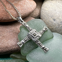 Load image into Gallery viewer, Irish Saint Brigid's Cross Necklace - Sterling Silver with Marcasite

