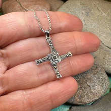 Load image into Gallery viewer, Irish Saint Brigid's Cross Necklace - Sterling Silver with Marcasite
