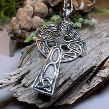 Load image into Gallery viewer, Cahal Large Celtic Cross Necklace in Sterling Silver
