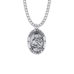 Saint Gerard Medal Necklace - Sterling Silver Oval - Patron Saint of Expectant Mothers and Fertility - Celtic Reader