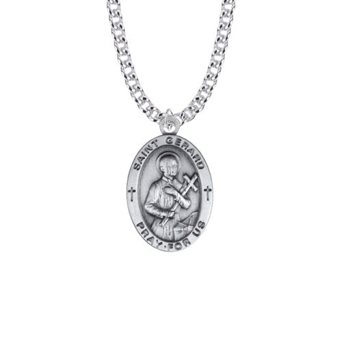 Saint Gerard Medal Necklace - Sterling Silver Oval - Patron Saint of Expectant Mothers and Fertility - Celtic Reader