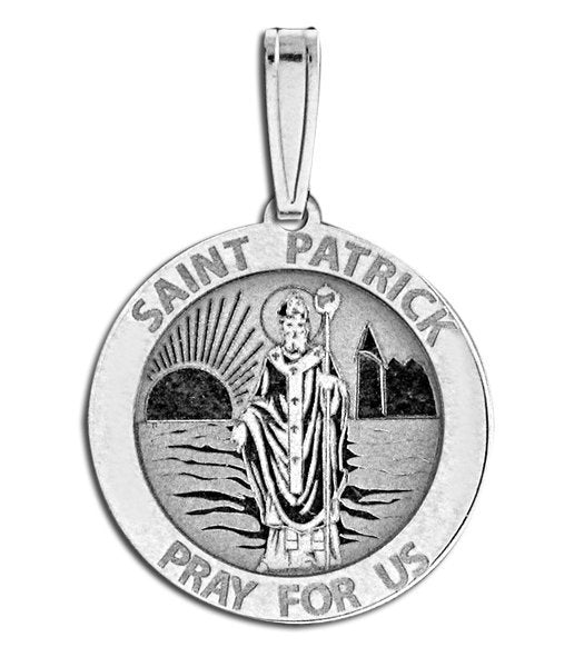 Saint Patrick Medal Necklace - Sterling Silver Circular - Patron Saint of Ireland - Celtic Reader