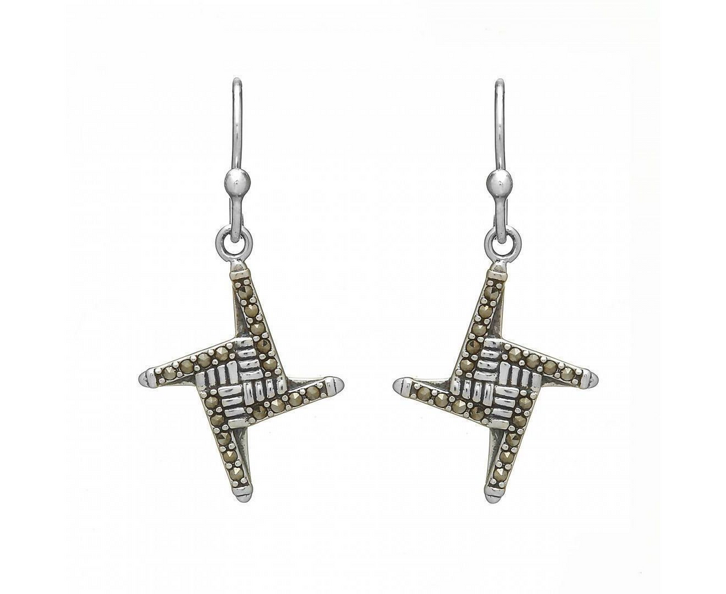 St Bridget's Cross Earrings - Marcasite and Sterling Silver