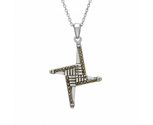 St Bridget's Cross Necklace - Marcasite and Sterling Silver