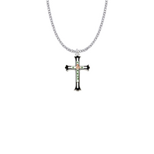 Load image into Gallery viewer, Sterling Silver Enameled Rose Cross Necklace | Pink White Enamel | Faith Gift for Her | First Communion | Confirmation | Baptism
