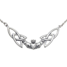 Load image into Gallery viewer, Sterling Silver Celtic Claddagh Trinity Knot Adjustable 18" Necklace
