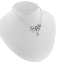 Load image into Gallery viewer, Sterling Silver Celtic Butterfly Rainbow Moonstone 17" Necklace
