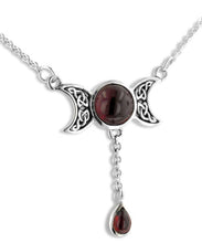 Load image into Gallery viewer, Celtic Knot Triple Moon Phases 17" Necklace ~ Sterling Silver
