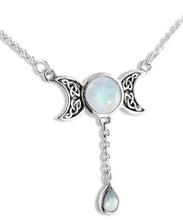 Load image into Gallery viewer, Celtic Knot Triple Moon Phases 17" Necklace ~ Sterling Silver
