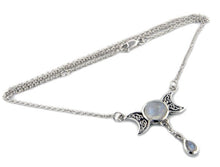 Load image into Gallery viewer, Celtic Knot Triple Moon Phases 17" Necklace ~ Sterling Silver
