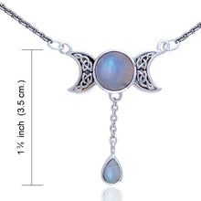 Load image into Gallery viewer, Celtic Knot Triple Moon Phases 17" Necklace ~ Sterling Silver
