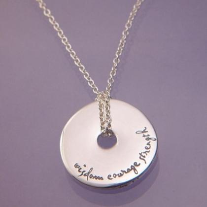 Wisdom, Courage, Strength - Pi Disc Necklace - Celtic Reader