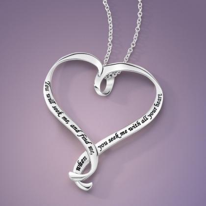 You Will Seek Me And Find Me (Jeremiah) - Heart Ribbon Necklace - Celtic Reader