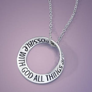 All Things Are Possible with God (Mark 10:27) - Mobius Necklace
