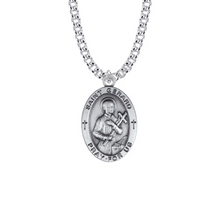 Load image into Gallery viewer, Saint Gerard Medal Necklace - Sterling Silver Oval - Patron Saint of Expectant Mothers and Fertility
