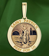 Load image into Gallery viewer, Saint Patrick Medal Necklace - Sterling Silver Circular- Patron Saint of Ireland
