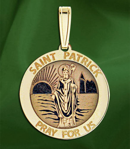 Saint Patrick Medal Necklace - Sterling Silver Circular- Patron Saint of Ireland