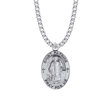 Load image into Gallery viewer, Saint Patrick Medal Necklace - Sterling Silver Oval - Patron Saint of Ireland

